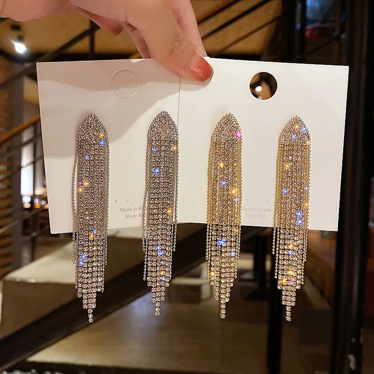 Dangle Earrings Geometric Triangle European and American Fashion Long Tassel