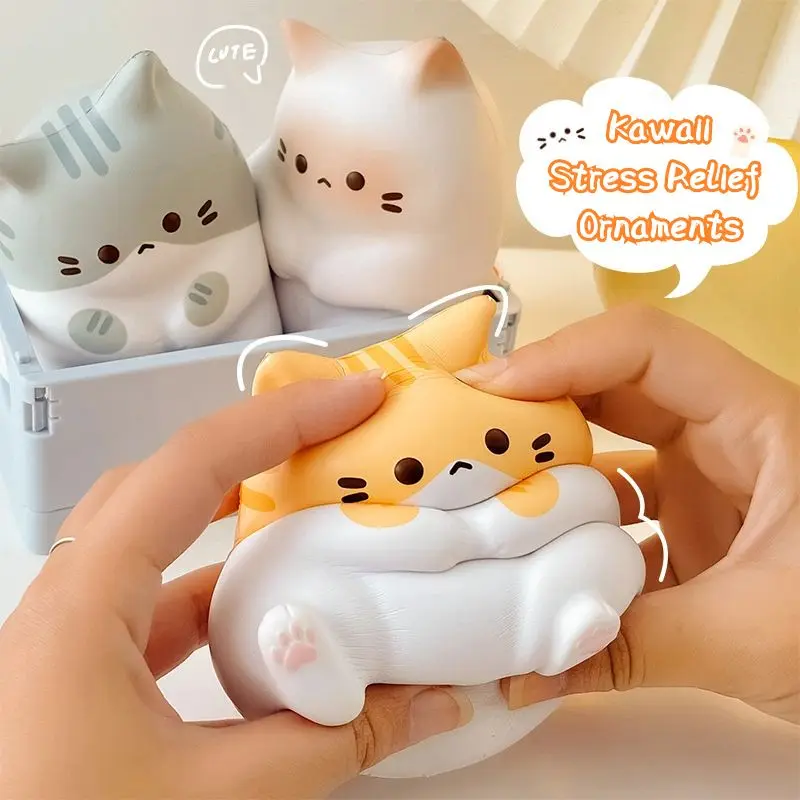 Kawaii Cat Antistress Squishy Toy Pu Slow Rising Squeeze Antistress Ball Cartoon Table Ornaments Regalo Di Compleanno Per Ragazze
