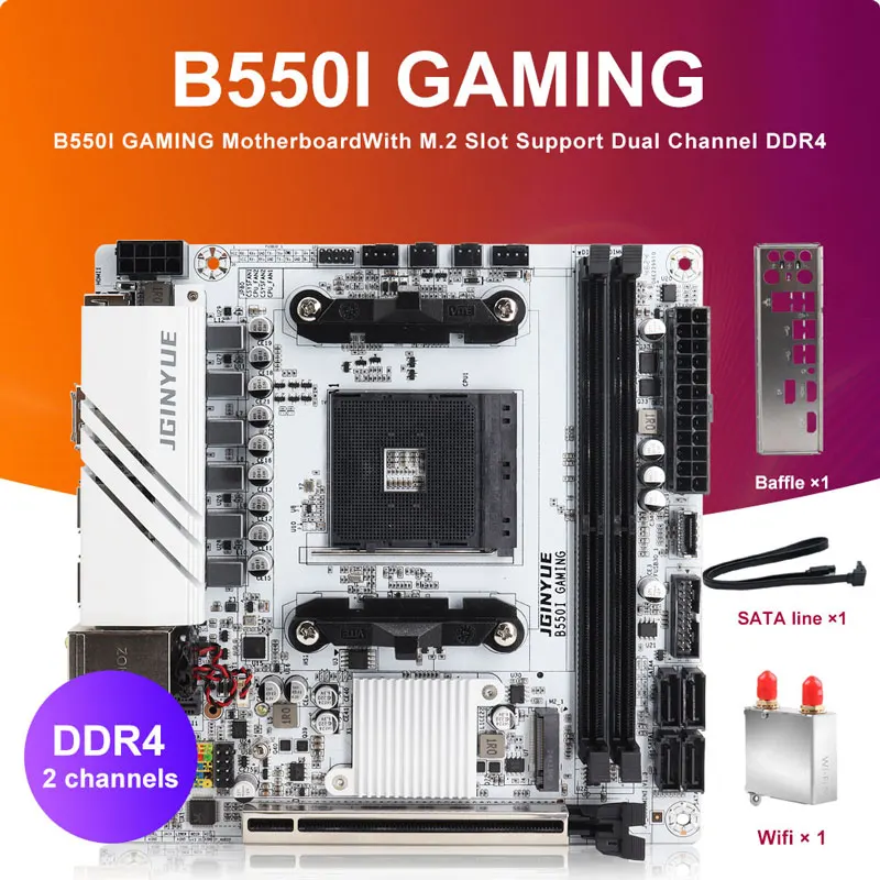 JGINYUE AMD B550 AM4 mini ITX Motherboard supports Ryzen R5 4000