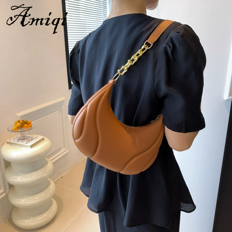 

Однотонная сумка-Седло в стиле ретро, высококачественные Наплечные Сумки из искусственной кожи для женщин, простая женская сумка через плечо, роскошная дизайнерская сумка