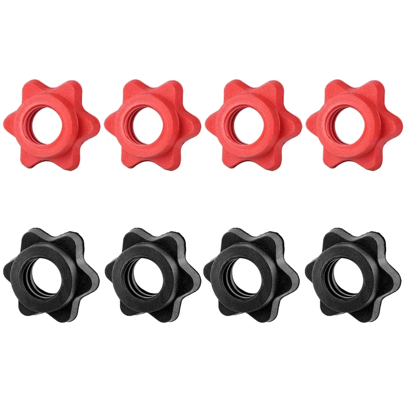 4Pcs Dumbbell Rod Nut Non-Slip Hex Nut Spinlock Collars Replacement Barbell Bar Hexagon Nuts for Barbells Bars Training