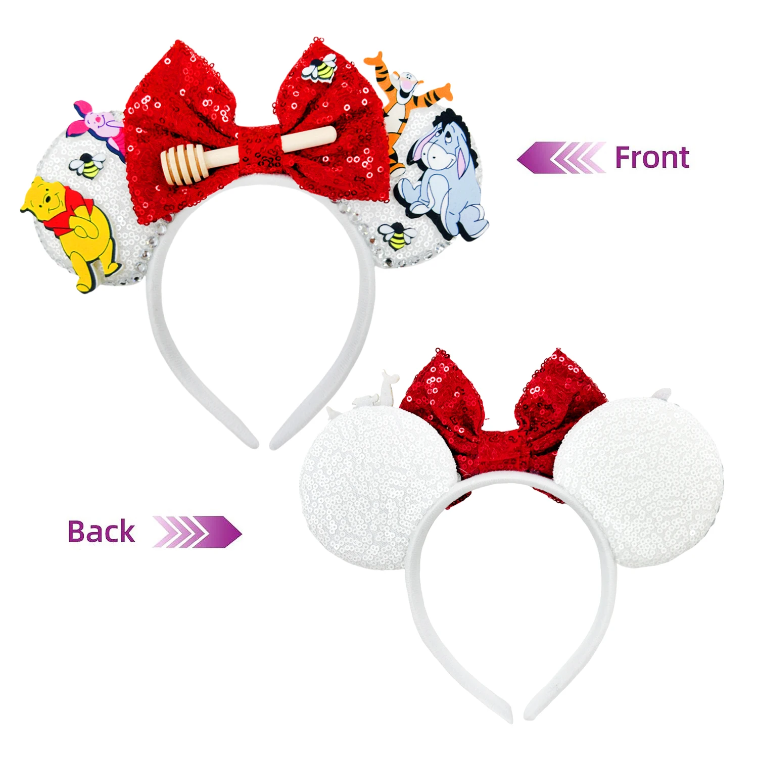 Birthday Girl Minnie Mouse Ears Headband Bee Winnie the Pooh Bear Girl Piglet Tigger Hair Accessories Women Roo Eeyore Hairband 2