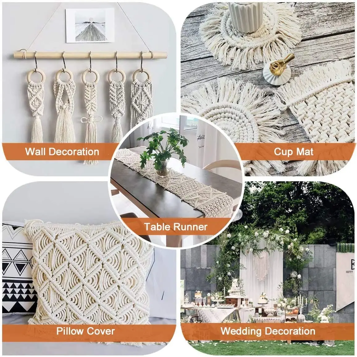 Macrame Cotton Cord Thread Rope 2 100M For Wall Handmade Crafts