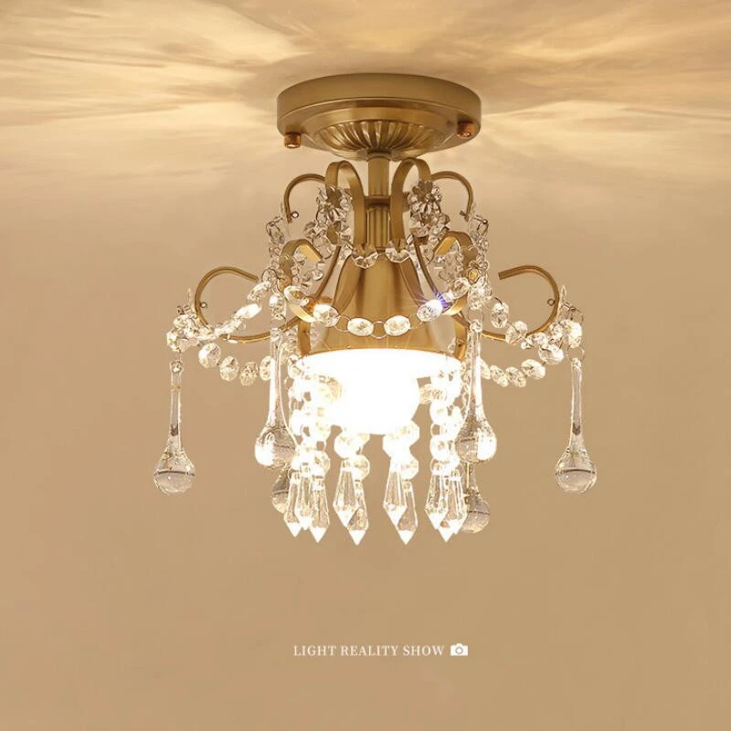 

modern led crystal Ceiling lamps corridor lamp E27 bulb Gold porch stair cloakroom light lustre lightsing