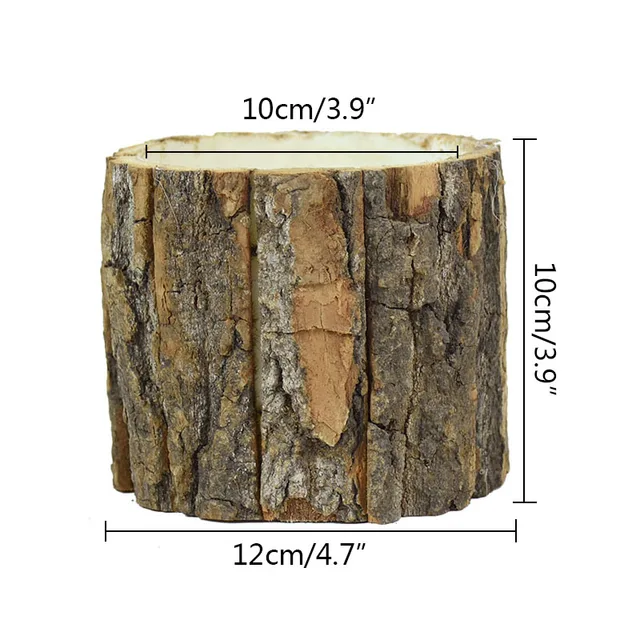 Kéreg Virágcserép Fa Csonk Virágcserepült Ültetvényes Tartók Otthoni Beltéri Kültéri Kerti Növény Bonsai Esküvői Dekorációs Kellékek - Image 6