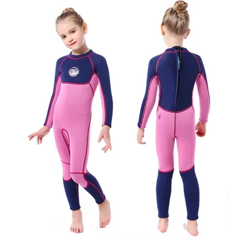 3MM Neoprene Wetsuit for Girls Diving Suit Thick Cold-proof Sun-proof Clothes One-piece Set Children Surfing Snorkeling Swimwear 1