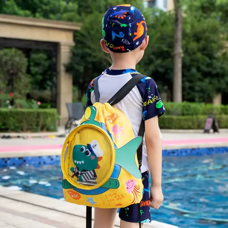 

Детский мультяшный милый рюкзак, сумка для плавания для мальчиков и девочек, водонепроницаемая сумка для сухой и влажной носки, сумка для хранения одежды, обуви, очков, аксессуары для плавания
