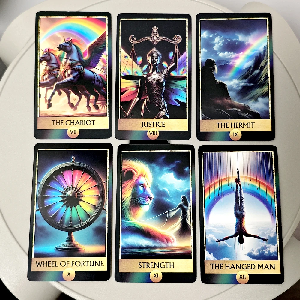 Rainbow Tarot Deck 78 Colorful Tarot Oracle Cards Illustration Divination Wisdom Oracle Cards RWS System for Beginners 10.3*6cm 5