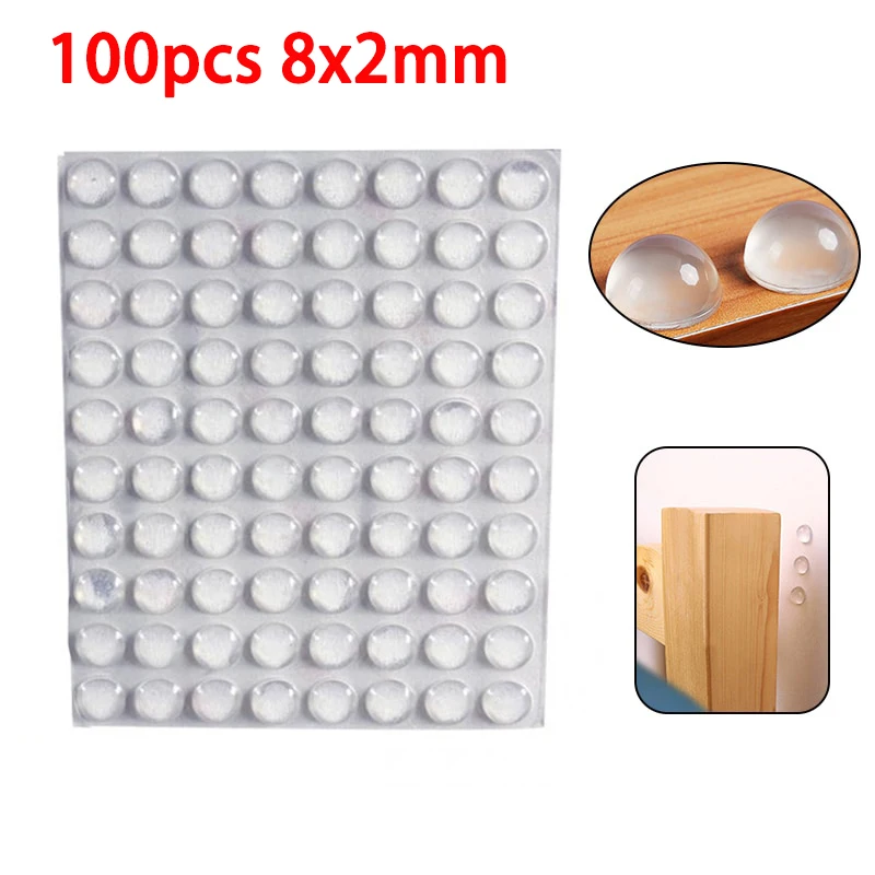 100pcs 8mmx2mm Transparent Silicone Anti Slip Mat Door Handle Sticker Anti Bump Silicone Cushioning silicone anti slip mat