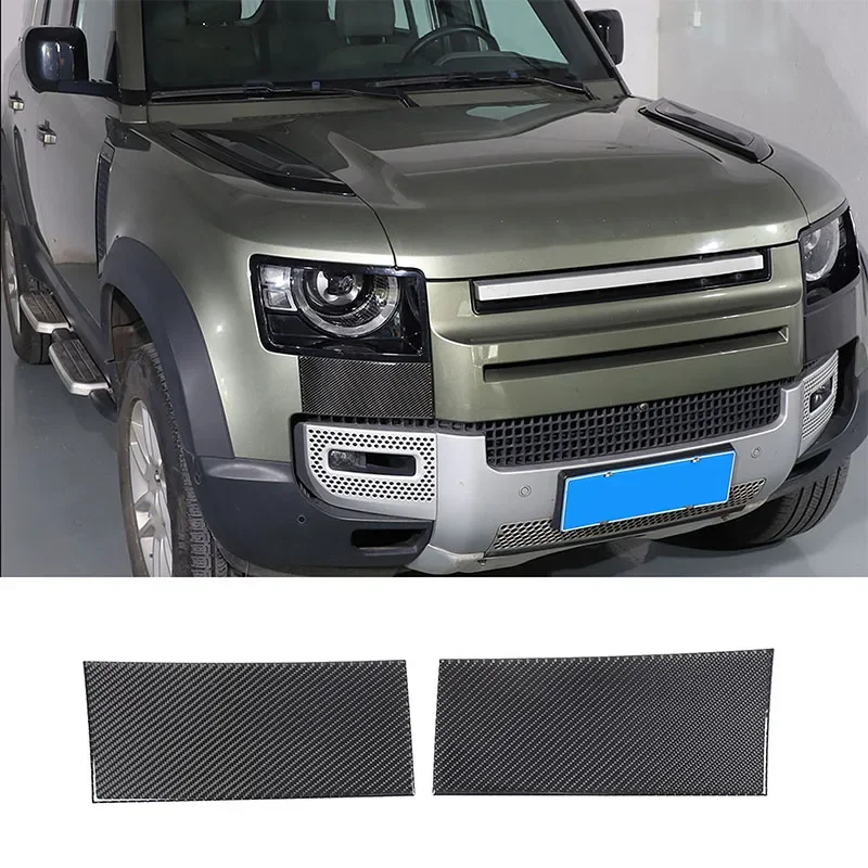 

For Land Rover Defender 110 2020-2024 Soft carbon fiber Car headlights side decorative frame stickersCar accessories