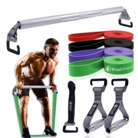 Portable Resistance Band Bar Kit with Handles Upgraded e-type Hook for Long Loop Elastic Bands Squat Deadlift Workout Equipment