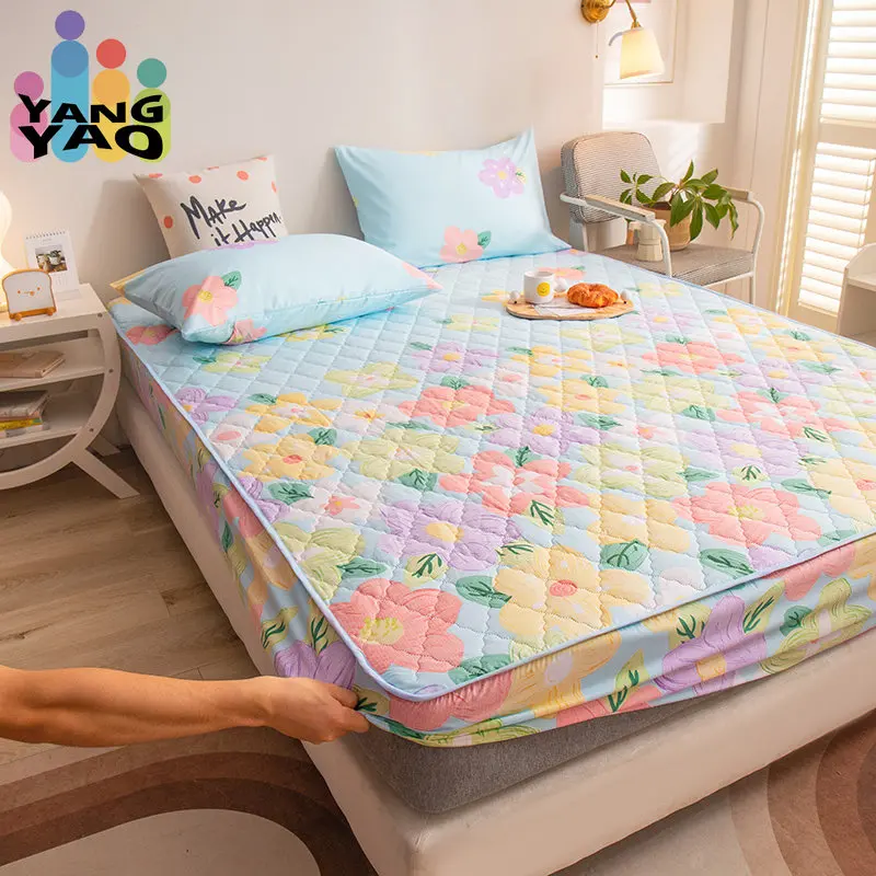 

Bed Pad Protector Cover Hotel Bedspread Add Cotton Thicken Quilted Mattress Cover Bed Sheets Anti-bacterial King Size