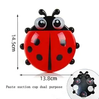 2pcs Toothbrush Holder Cute Ladybug Shape Suction Cup Creative Toothbrush Rack Bathroom No-punching Storage Shelf 6