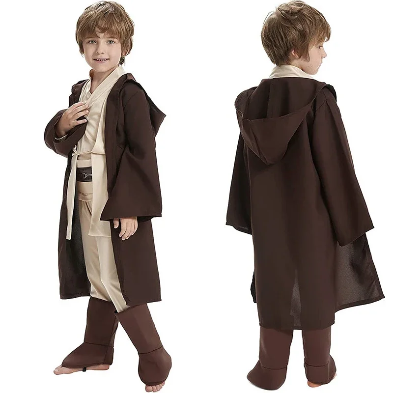 Kids Star Wars Costume Cosplay Jedi Warrior Cosplay Mantello Con Cappuccio Uniforme Vestito Halloween Carnival Party Costumes For Child