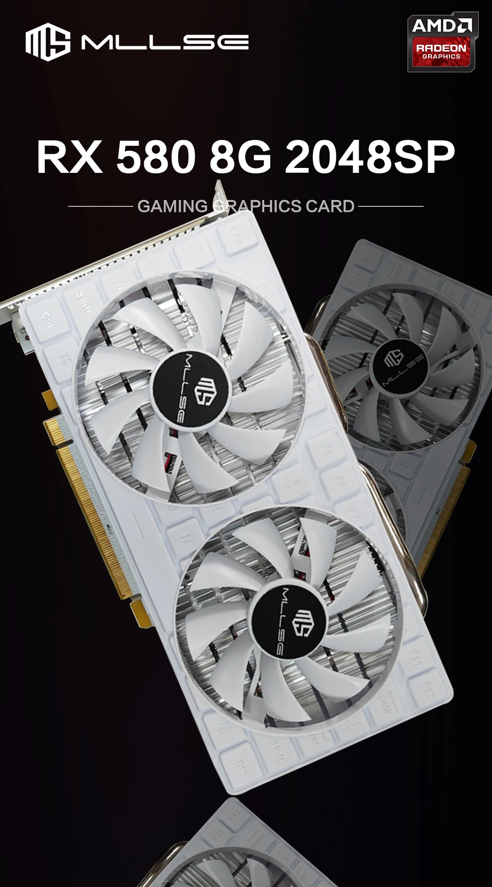 Новая Видеокарта MLLSE AMD Radeon RX 580 2048SP 8 ГБ GDDR5 256-bit PCIe ...