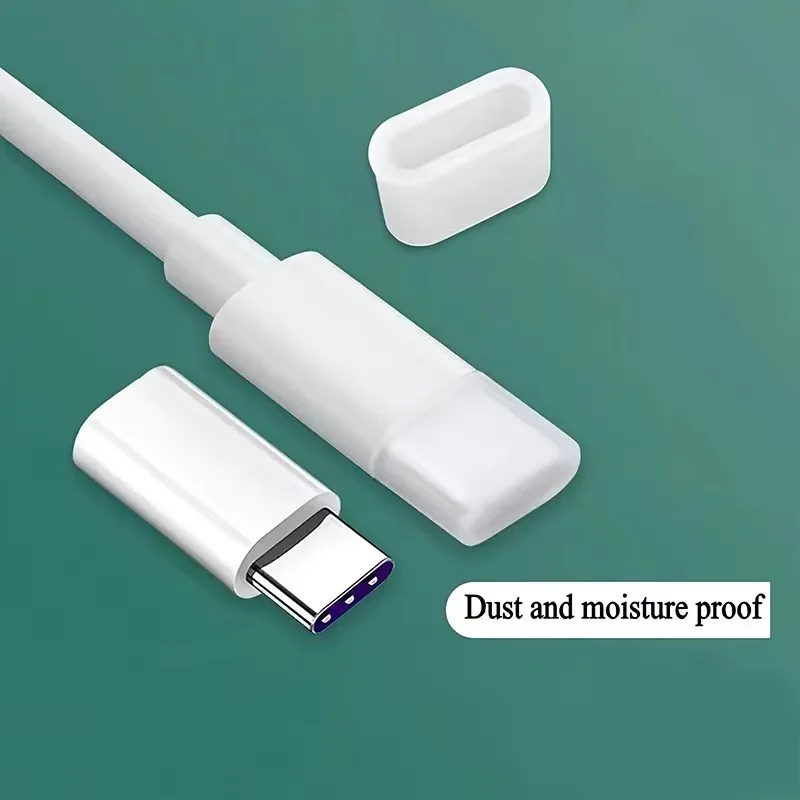 Type-C charging port dust plug transparent with rope anti-lost protector