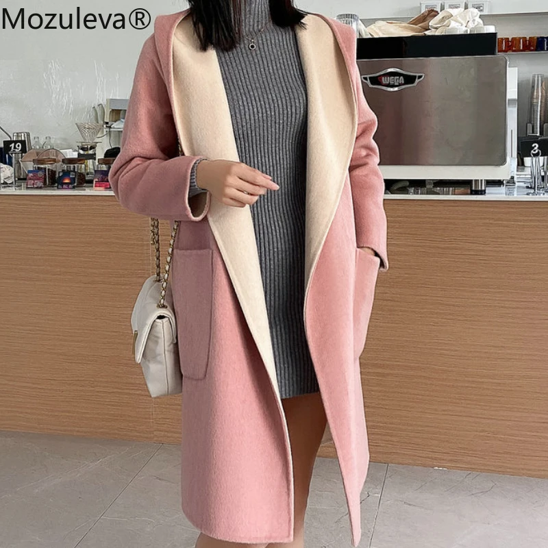 Mozuleva 2022 Women's Mid Length Wool Fur Coat 2022 Autumn and Winter