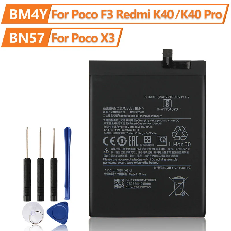 New Replacement Battery Bm4y For Xiaomi Poco F3 Redmi K40 Pro K40 Pro+