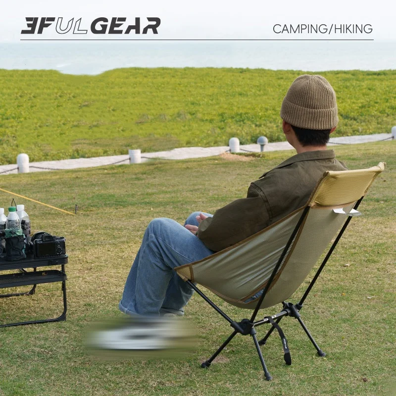 3F UL GEAR Outdoor Ultralight Portable Folding Chair Camping Durable UHWMPE Fishing Moon Chair Traveling Beach Chair Backpack 6