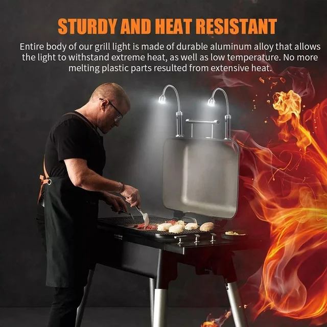 Mágneses Kültéri Bbq Grill Led Fények Állítható Rugalmas 360 Fokos Hőálló Gooseneck Lámpák - Image 4