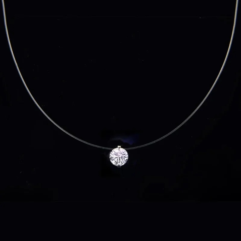 Simple Invisible Transparent Fishing Line Imitation Pearl Necklace Women Light Luxury Zircon Clavicle Chain Jewelry Кольца