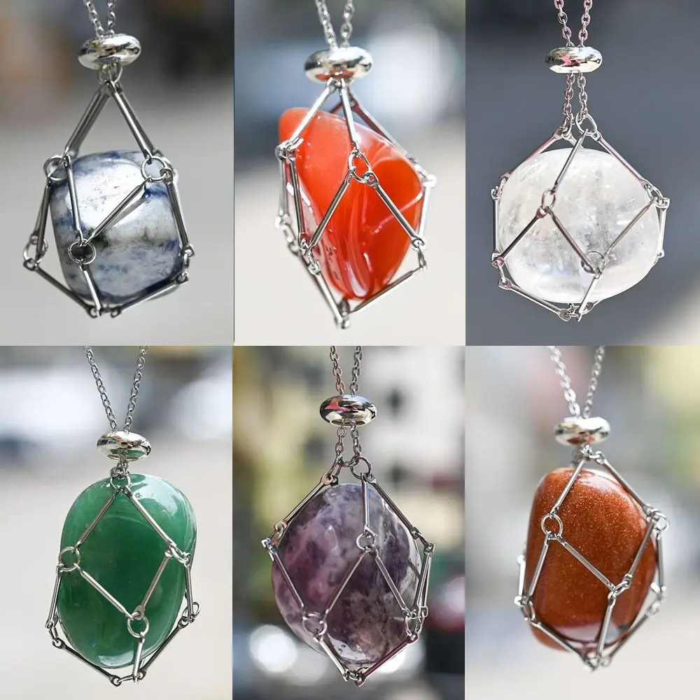 9pcs Crystal Cage Necklace Holder Braided Waxed Polyester Cord Replacement  Gemstone Adjustable Macrame Pouch Necklace Diy Making - Jewelry Findings &  Components - AliExpress