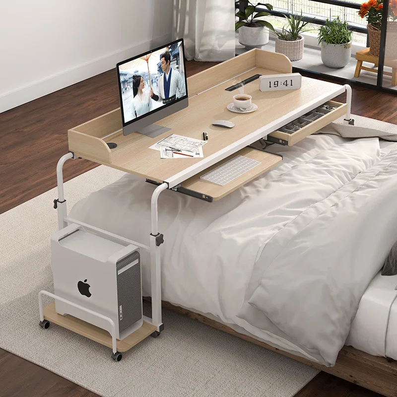 Overbed Table with Wheels Height Adjustable Rolling Bed Desk Mobile