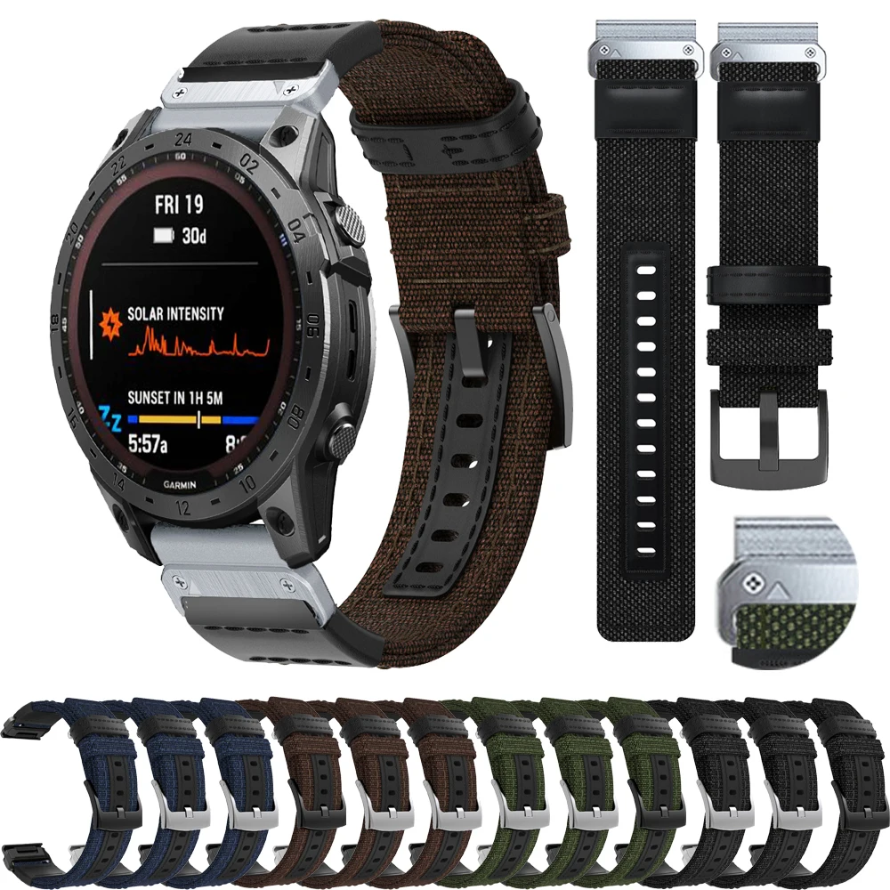 

22mm 26mm Nylon braided Strap For Garmin Fenix 7 7X 6X 6 Pro 5X 5Plus Quick Release Wristband Epix Gen 2 47/51mm Smart Bracelet