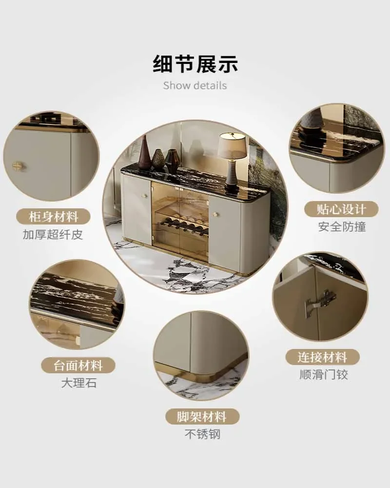 Light luxury dining cabinet, storage and storage, marble restaurant, high-end glass foyer cabinet