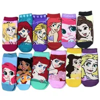 HOT TOYS Cartoon Princess Prints Socks Colorful Girl Ana Elsa Mermaid Design Cute Socks Size 15-20cm For 3-8T 4Pairs/LotP 1