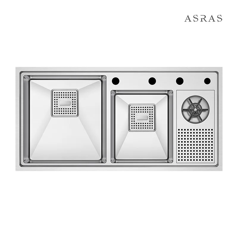 Asras 9045MD  SUS304 Handmade kitchen sink cup rinser  with drainer manufacturer 