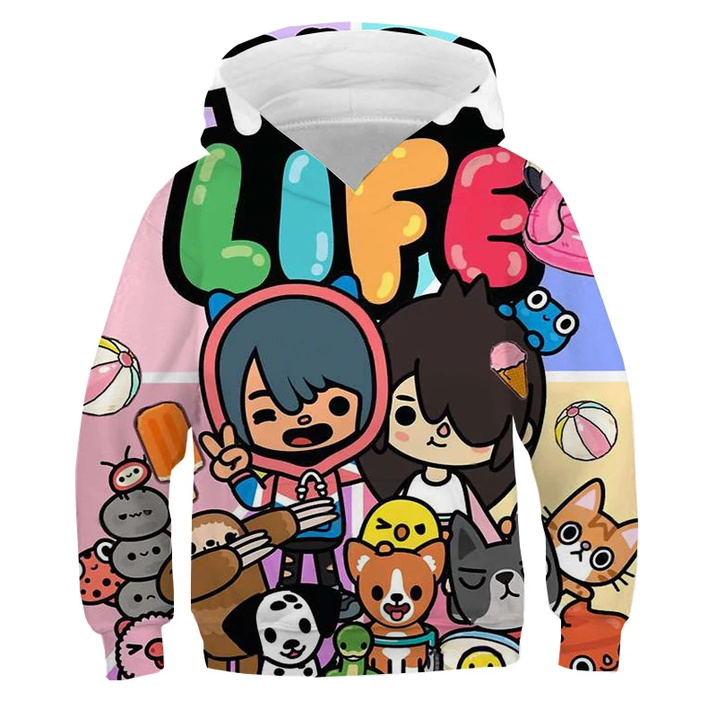 Kids Hot Game Toca Life World Cartoon Print Hoodies Girls Cute