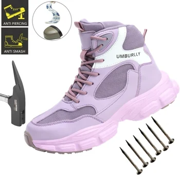 Steel Toe Cap Women Outdoor Sports Shoes Wear Resisting Hiking Boots Casual for Women Trekking Industrial Industrial Boots