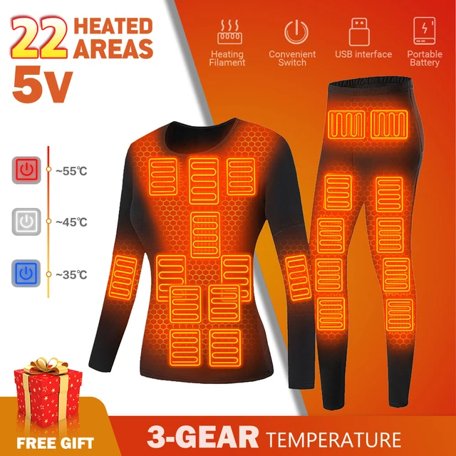 Winter Thermal Underwear Men Electric Heated Underwear Men Men's Ski Suit  USB Battery Powered Heating Fleece Thermal Long Johns - AliExpress