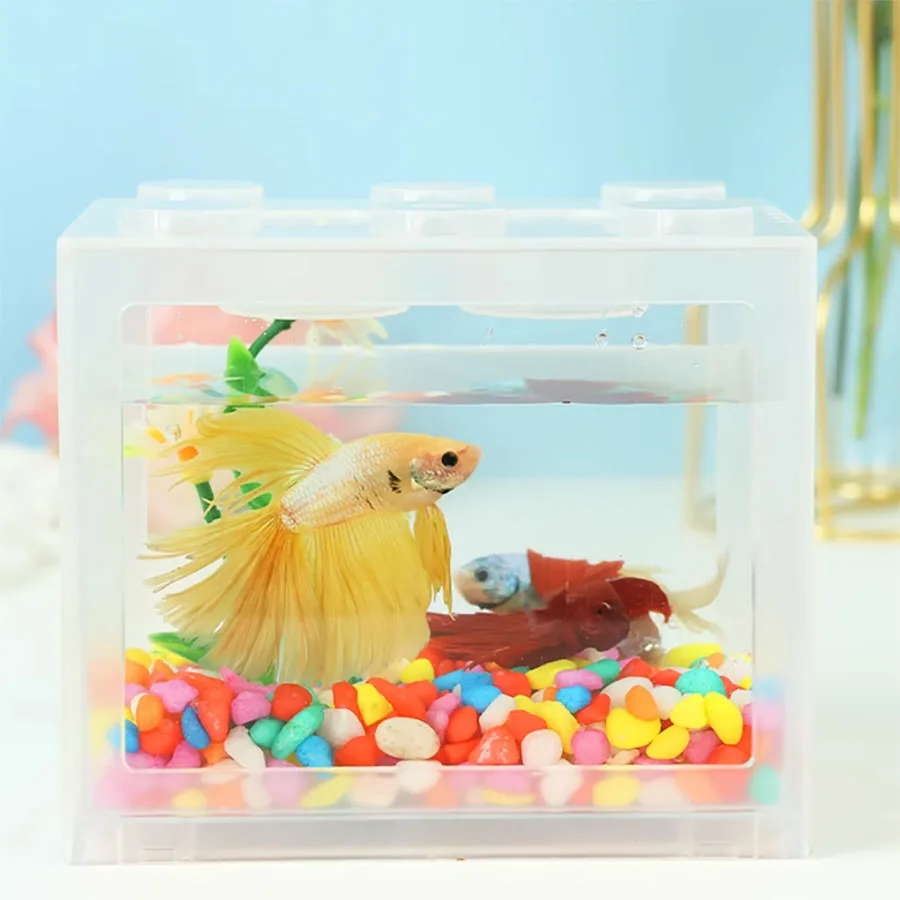 Fish Aquarium Building Block Fish Tank Mini Landscaping Tank Fighting Fish Seaweed Box Reptile