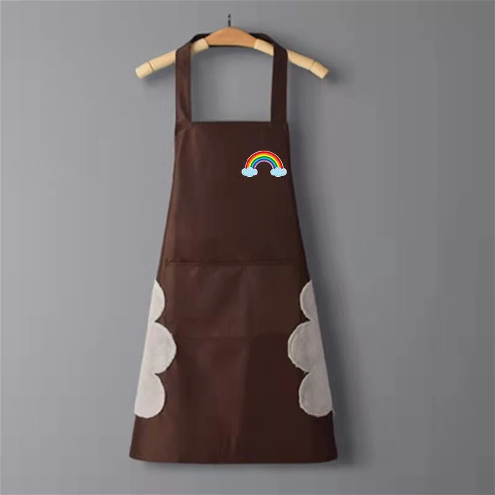 Print Kitchen Hand-wiping Apron With Pocket Sleeveless Restaurant Waiter Chef Pinafore Cooking Baking Waterproof Oilproof Aprons