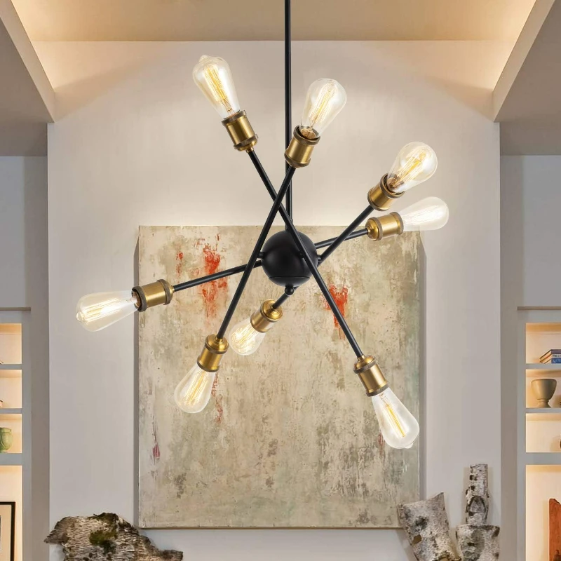

Weesalife Sputnik Chandeliers 8 Lights Modern Rotatable Mid Century Pendant Lighting Industrial Vintage Ceiling Light Fixture