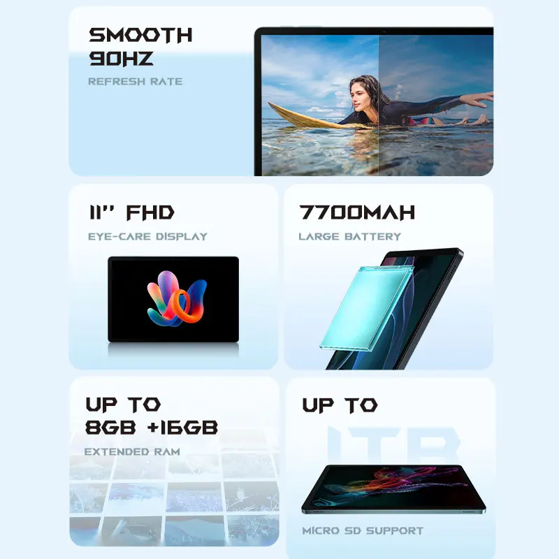블랙샤크 패드 7 4G LTE/WIFI 글로벌 버전 태블릿 PC 11인치 FHD 디스플레이 내장 MTK 8786 7700mAh 18W 충전 안드로이드 15