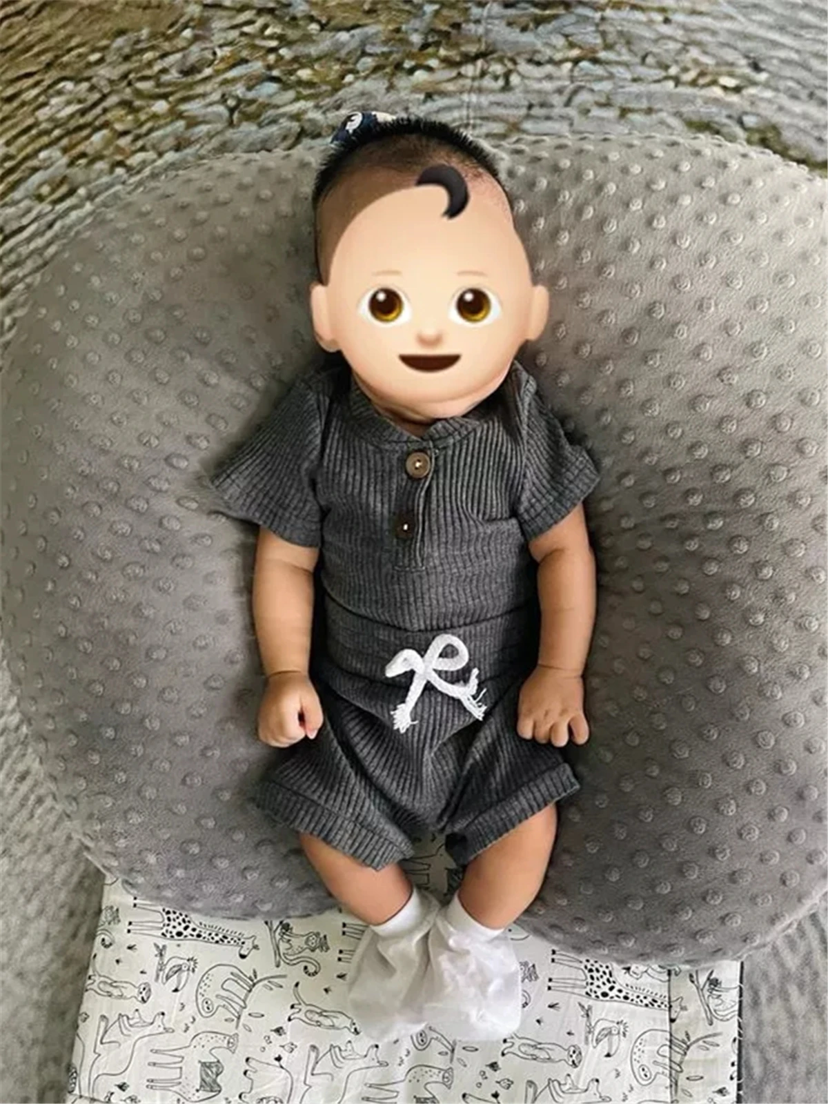 New Summer Newborn infant Baby Boy Knitted Clothes Set Short Sleeve Romper Bodysuit Top and Shorts Casual Outfit for Boys 4