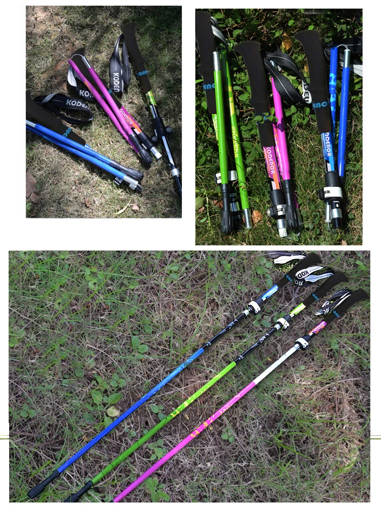 2pcs Walking Stick Folding 5 sections Trekking Poles Carbon fiber+aluminum alloy Crutch Outdoor Hiking Walking Cane