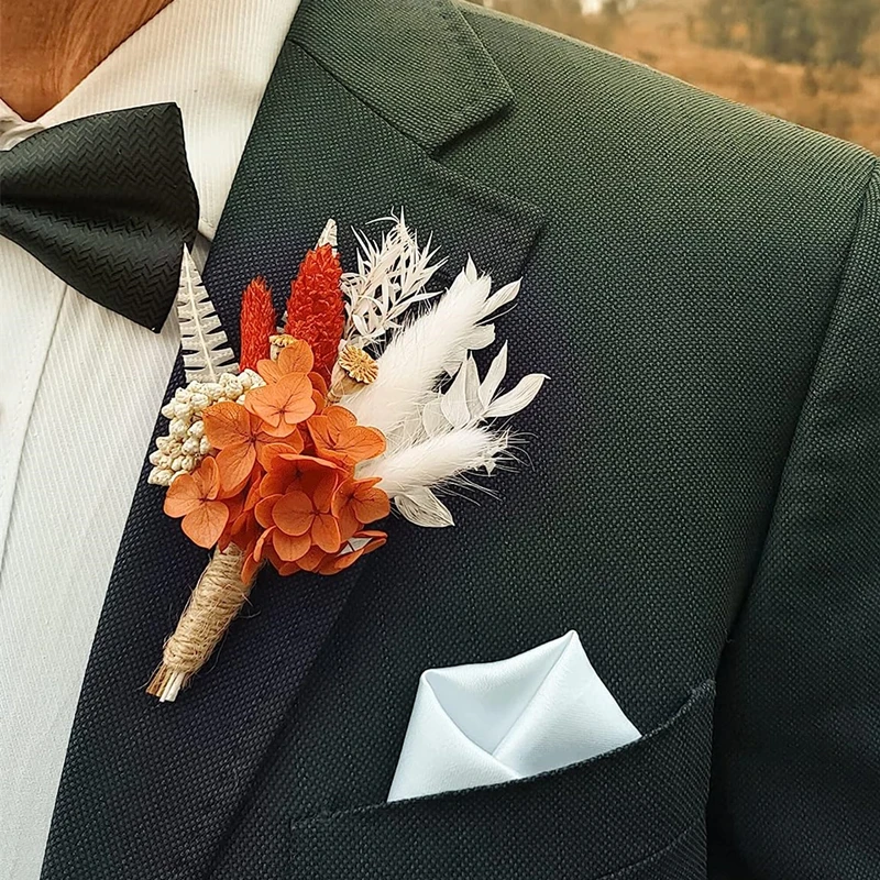 

Wedding Groomsmen Buttonholes Pampas Grass Bridesmaid Flower Birthday Cake Table Decor Mini Dried Flower Bouquet Boutonnieres