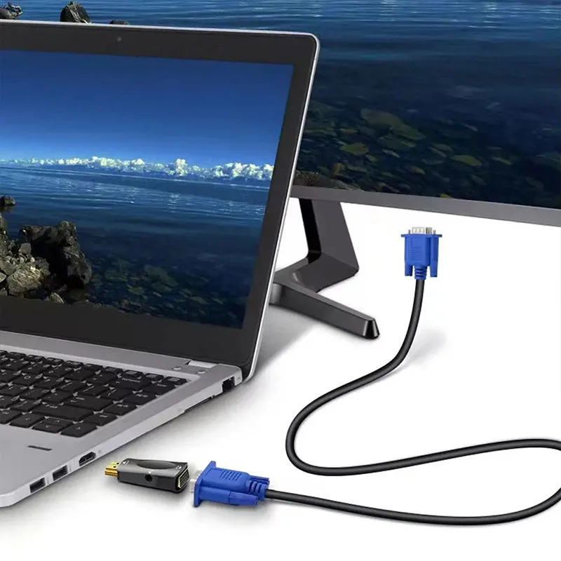 HDMI-compatible to VGA Cable Converter Male To Famale Converter Adapter 3.5mm Jack Audio HD 1080P For PC Laptop Tablet
