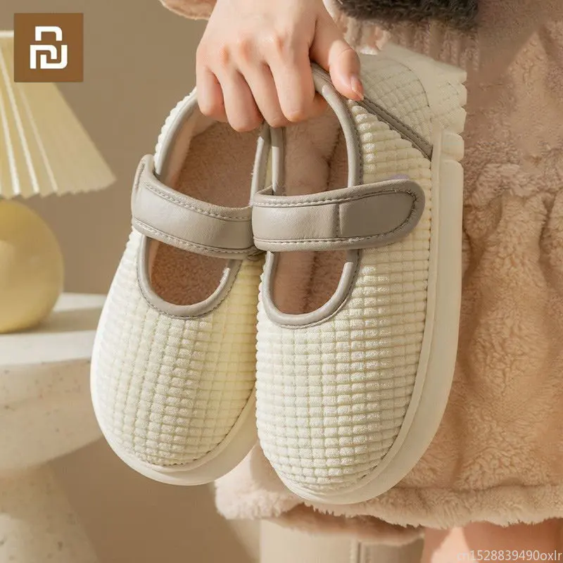 

Youpin New Winter Slippers Warm Women Shoes Women Non-Slip Plush Cotton Indoor Outdoor Cozy Home Autumn Thick Heel Lady Sandals