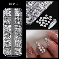 12Grids SS6-SS30 Mixed Nail Rhinestones Shiny Clear/Gold/Pink/Blue Diamond Flat-back Nail Gems Glass Stones Nails Decoration 2