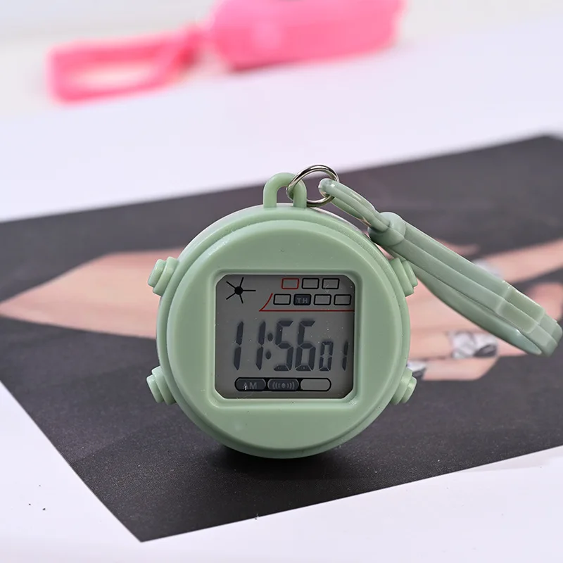 Keychain small hanging watch night light alarm clock mini electronic watch student backpack buckle watch