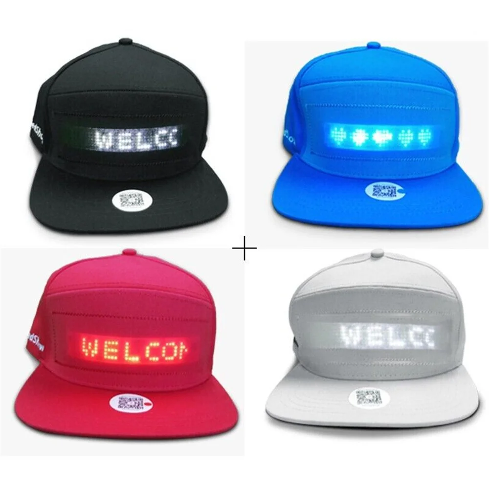 Unisex Baseball Cap USB Rechargeable Bluetooth APP Programmable LED Scrolling Message Display Board Hip Hop Street Snapback Hat baseball cap baseball caps baseball hats