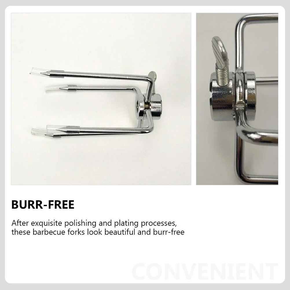 Forchette Girarrosto Barbecue In Cromo - 2 Pezzi, Per Spiedi E Arrosti, Resistente Al Calore - Foto 10