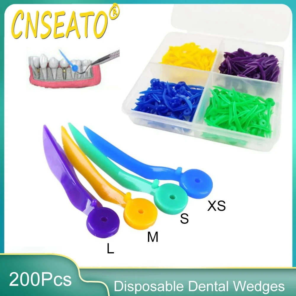 200Pcs Disposable Dental Plastic Wedges Diastema Wedges With End