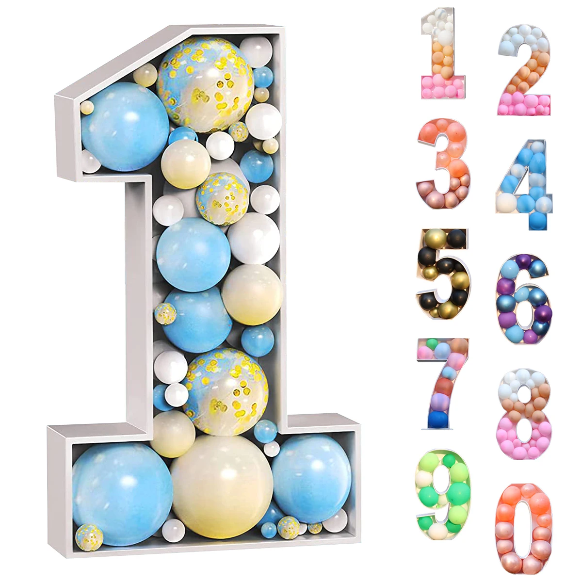 73/93cm Giant Birthday Figure 0-9 Balloon Filling Box 1st 18th Birthday Decor Number 30 40 50 Balloon Frame Anniversary Decor