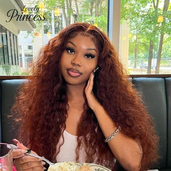 30 40 Inch Reddish Brown 13x6 Lace Frontal Wig 250 Density Colored Curly Wigs Human Hair Deep Wave 13x4 13x6 HD Lace Frontal Wig 1